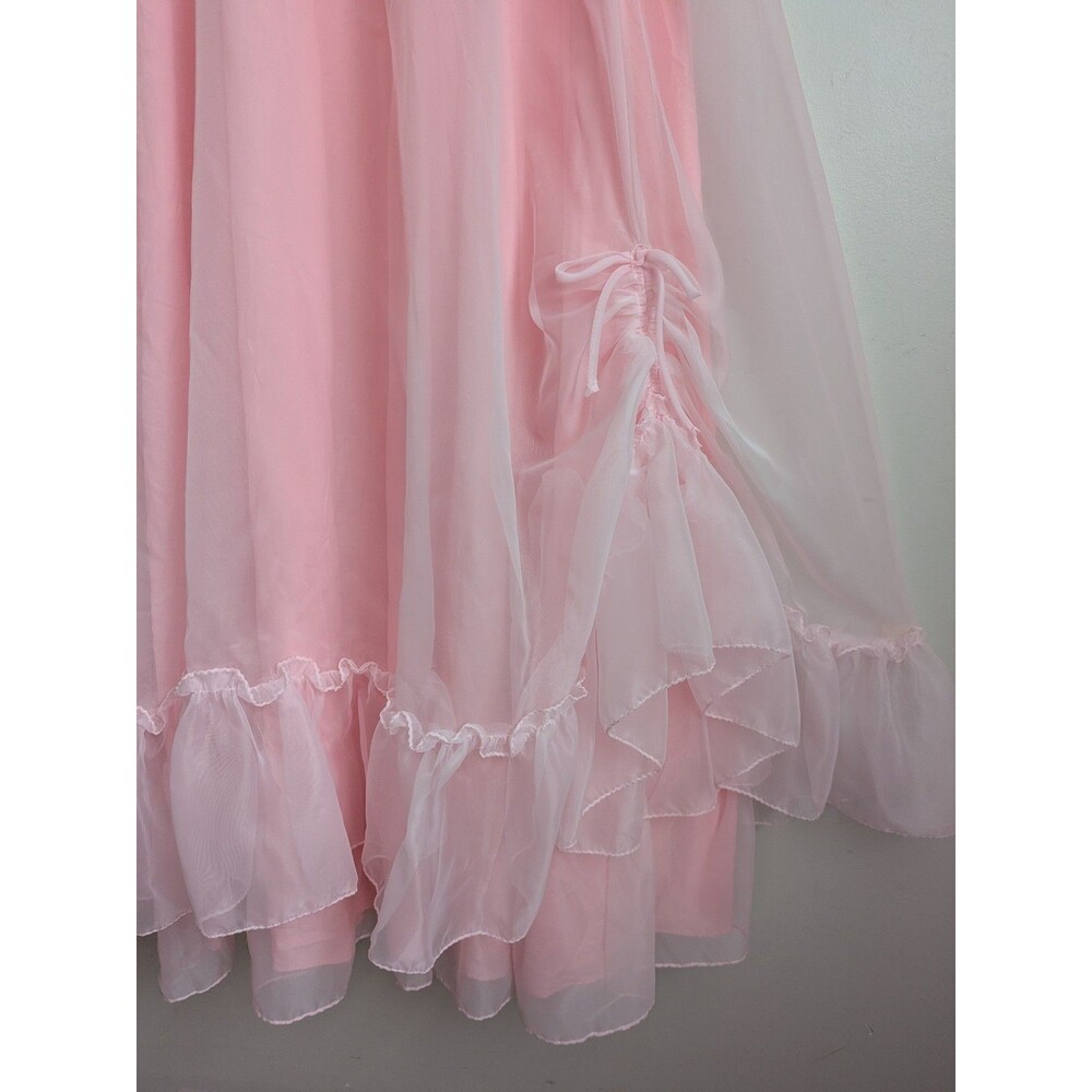 VTG 70s 80s Southern Belle Dress Princess Gown Tiered Pink Altered 0 XS Costume - Picture 2 of 9